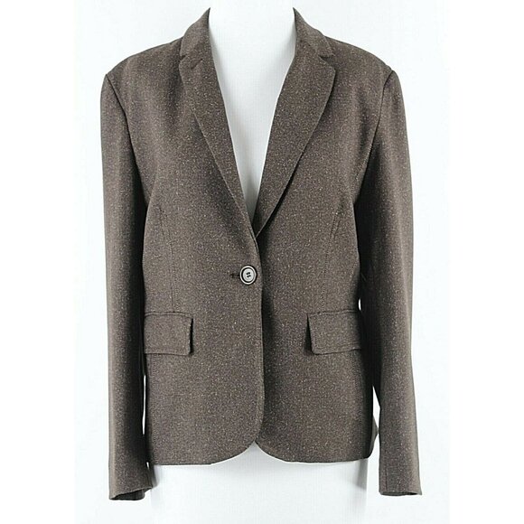 Studio M Sz 12 Brown Multi Tweed One Button Poly Rayon Spandex Jacket - Picture 2 of 7